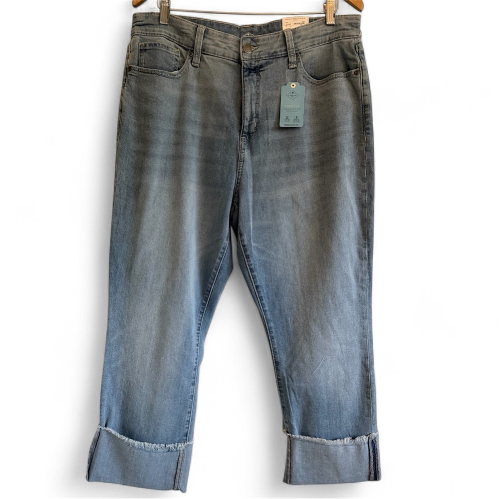 St. Johns Bay Light Wash Straight Jean Cuff WMNS 16 NWT Scandi Indie Cottagecore